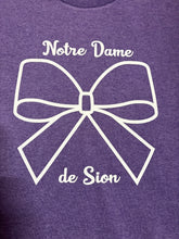 Load image into Gallery viewer, Purple Notre Dame de Sion with Large Bow Crew Neck Tee
