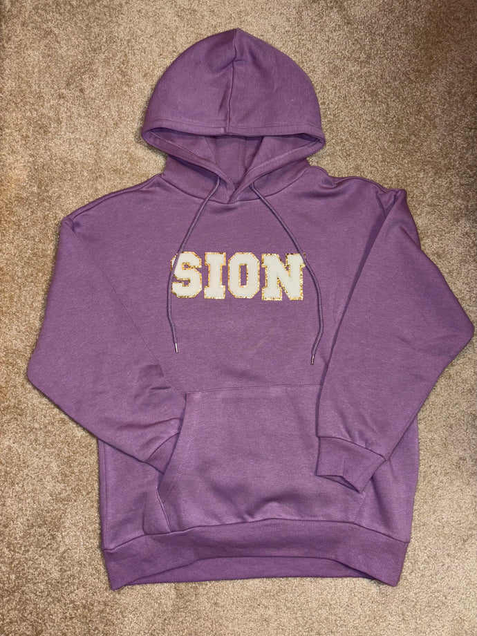 Purple Hoodie with Glitter SION Patches