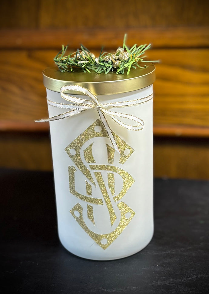 White Candle with Gold Sion Insignia