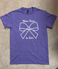 Load image into Gallery viewer, Purple Notre Dame de Sion with Large Bow Crew Neck Tee
