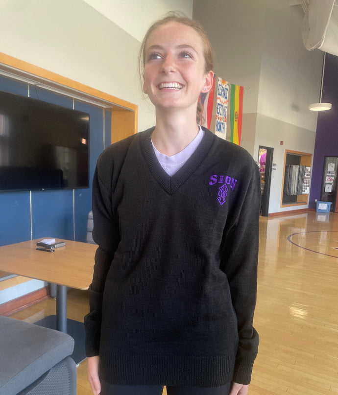 Black V-neck Uniform Sweater