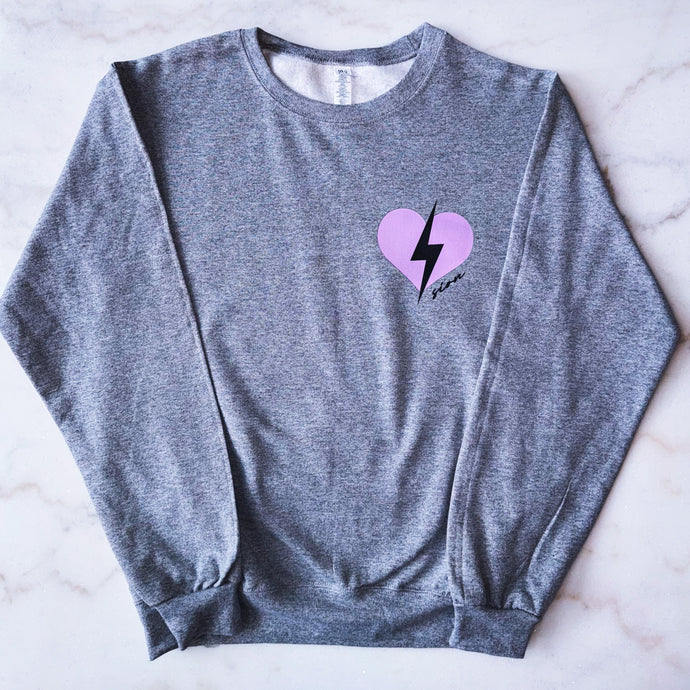 Gray Crewneck Heart Sweatshirt