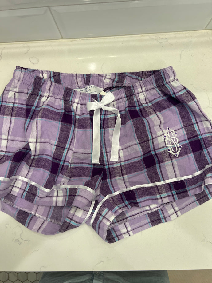 Light Purple Plaid Flannel Boxer Pajama Short