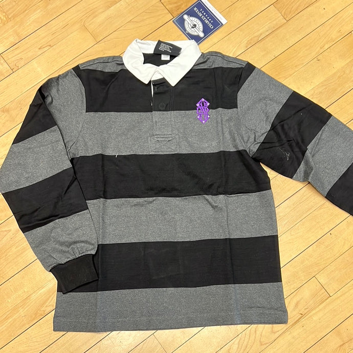 Gray and Black Long Sleeved Rugby